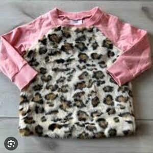 Leopard Print Kids Shirt with Pink Sleeves 7/8